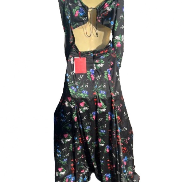 Carolina Herrera Floral-Print Crossover Cutout Puff-Sleeve Gown SZ 2 NWT - Picture 9 of 9